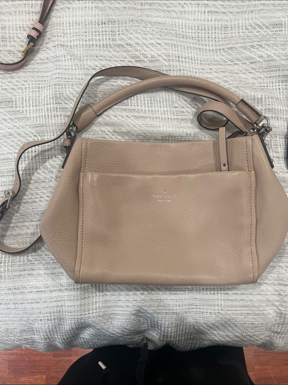kate spade Pebbled Soft Leather Shoulder Bag in Taupe